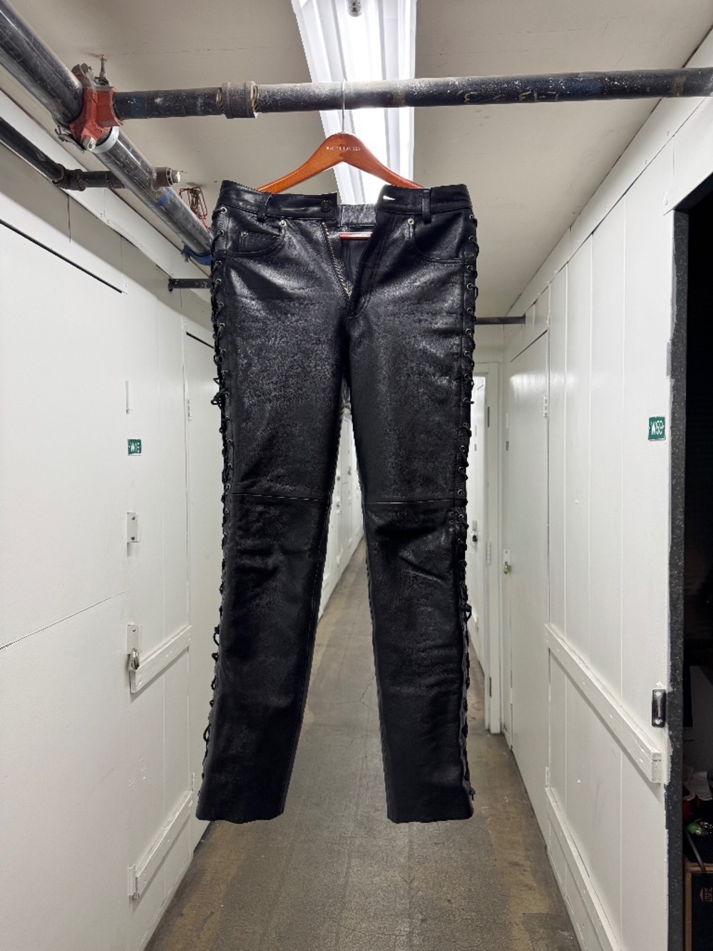 Vintage Lace Up Rockstar Butter Soft Leather Motorcycle Pants Size 32